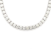 12PT- 25.00CT. VVS Tennis Necklace White Gold (4 Prong) 14K - White Carat - USA